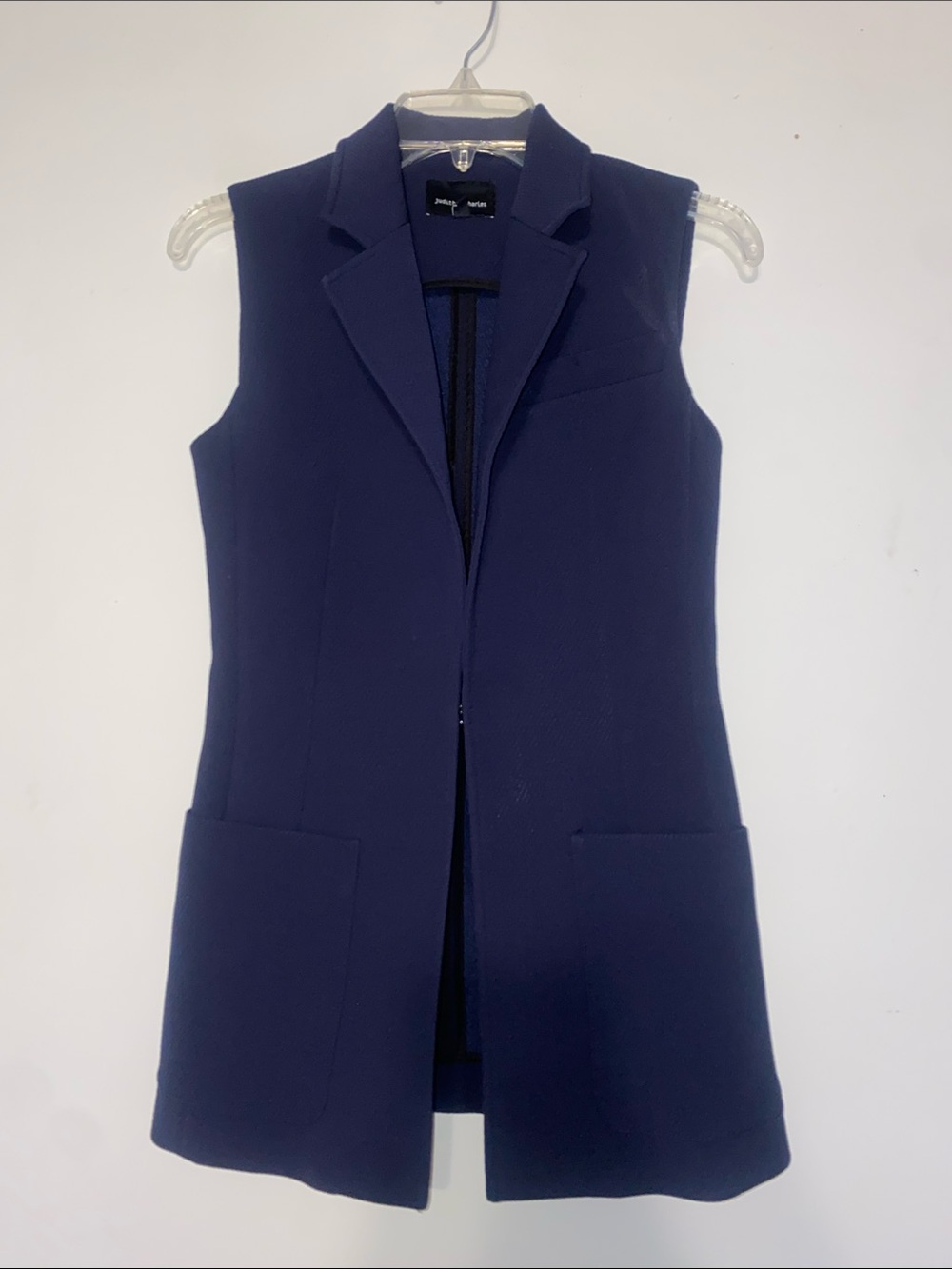 Tailored Navy Sleeveless Vest Blazer by Judith and Charles